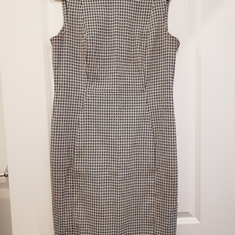 Calvin Klein black and white princess cut sheath dress.  Size 12